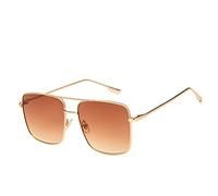 GGYTMQL Nuovo 2025 Semplice Grande Telaio Occhiali Da Sole Donne Quadrilatero Occhiali Da Sole Per Le Donne Occhiali Feminino Retro UV400, Gold Double Tea, Taglia unica