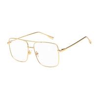 GGYTMQL Nuovo 2025 Semplice Grande Telaio Occhiali Da Sole Donne Quadrilatero Occhiali Da Sole Per Le Donne Occhiali Feminino Retro UV400, Oro, Taglia unica