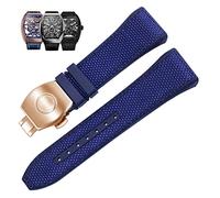 GGYTMQL Nylon Nylon Genuine in pelle vera in pelle Silicone Watch Band Blue Folcola Blu Filla Orologio per orologio per la serie di Franck Muller V45