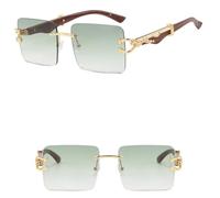 GGYTMQL Occhiali da sole da donna senza montatura quadrati moda popolare occhiali da sole senza montatura occhiali da sole da uomo sfumati da viaggio sfumature, Verde sfumato., Taglia unica