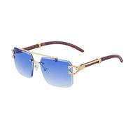 GGYTMQL Occhiali da sole in legno per gli uomini quadrati senza montatura occhiali da sole donna venature del legno vintage occhiali moda lusso retrò, C3, Taglia unica
