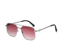 GGYTMQL Occhiali da sole in metallo con montatura quadrata gialla da donna alla moda con protezione UV occhiali da uomo vintage lenti, Mtyj113 Rosso Argento, Taglia unica