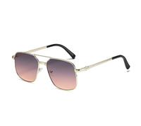 GGYTMQL Occhiali da sole in metallo con montatura quadrata gialla da donna alla moda con protezione UV occhiali da uomo vintage lenti, Mtyj113 Rosa Grigio, Taglia unica
