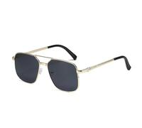 GGYTMQL Occhiali da sole in metallo con montatura quadrata gialla da donna alla moda con protezione UV occhiali da uomo vintage lenti, Mtyj113 Nero Oro, Taglia unica