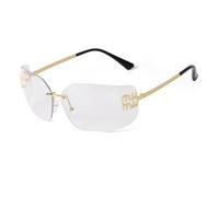 GGYTMQL Occhiali da sole rettangolari senza montatura moda per le donne di lusso argento senza cornice occhiali da sole femminili UV400, C6 trasparente, Taglia unica