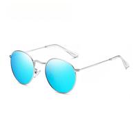 GGYTMQL Occhiali da sole rotondi in metallo retrò da uomo piccoli occhiali a specchio hip hop donna, Wpgj017 Blu, Taglia unica