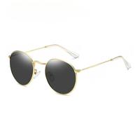 GGYTMQL Occhiali da sole rotondi in metallo retrò da uomo piccoli occhiali a specchio hip hop donna, Wpgj017 Oro Nero, Taglia unica