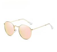 GGYTMQL Occhiali da sole rotondi in metallo retrò da uomo piccoli occhiali a specchio hip hop donna, Wpgj017 Rosa, Taglia unica