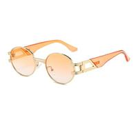 GGYTMQL Occhiali da sole rotondi rotondi in metallo retrò moda punk occhiali da sole alla moda ColorEyewear UV400, Tè Tè, Taglia unica