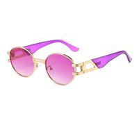 GGYTMQL Occhiali da sole rotondi rotondi in metallo retrò moda punk occhiali da sole alla moda ColorEyewear UV400, Viola sfumato., Taglia unica