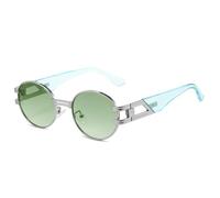 GGYTMQL Occhiali da sole rotondi rotondi in metallo retrò moda punk occhiali da sole alla moda ColorEyewear UV400, Blu verde, Taglia unica