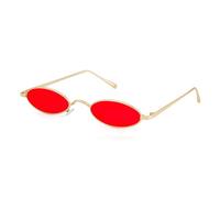 GGYTMQL Occhiali da sole vintage retrò piccoli ovali donne uomo sottile tinta trasparente lenti occhiali da sole rosse sfumature, C6, Taglia unica