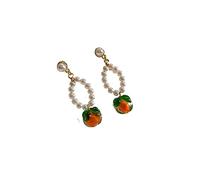 GGYTMQL Orecchini a Foglia di Fiori di Colore Arancione di Cachi per Donne Che dipingono Orecchini in Vetro smaltato Olio Accessori di Gioielli