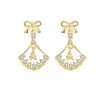 GGYTMQL Orecchini d'Argento per Donne 925 Orecchini pericolosi con Fiocco Argento Sterling, Orecchini a Goccia di Zirconia Scintillante, Orecchini a Goccia per Borchie Oro, Regalo di Gioielli per