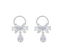 GGYTMQL Orecchini d'Argento per Donne 925 Orecchini pericolosi in Bowknot in Argento Sterling, Orecchini Scintillanti di Zirconia, Orecchini a Goccia per Borchie Argento, Regalo di Gioielli per