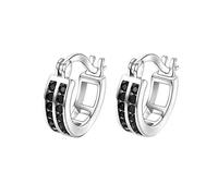 GGYTMQL Orecchini d'Argento Sterling Vintage 925 Orecchini a Cerchio di spinello Nero per Donne in Argento fine 925 Gioielli