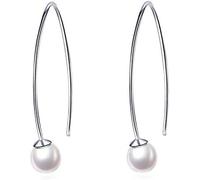 GGYTMQL Orecchini di Filo per la Goccia di Perle, Argento Sterling, Design Moderno Minimalista