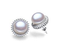 GGYTMQL Orecchini di Perle di Moda Perla per Hepburn d'Acqua Dolce Perla 925sterling in Argento Gioielli