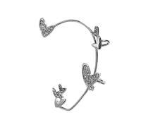 GGYTMQL Orecchini per Borchie, Orecchini a Forma di Cuore, Clip per Le Orecchie, Orecchini a Stella zircone Non piegati, Orecchini di Strass, Orecchini avvolti per Cuffia, Orecchini a Battente per
