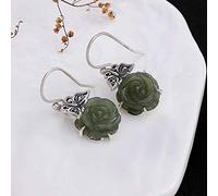 GGYTMQL Orecchini per Donne, Orecchini a Gocce in Stile Cinese S intarsiati Nefrite Jasper Rose Flower Butterfly Personality Personality Orecchini Femminili