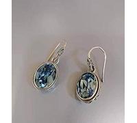 GGYTMQL Orecchini per Donne, Orecchini a Gocce in Stile Cinese S925 Orecchini di Cristallo sfaccettato Vintage in Blu