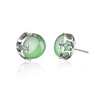 GGYTMQL Orecchini per Donne, Orecchini a Mezza Fiore Hollow Green Cat's Eye Orecchini di personalità semplici Gioielli Trasparenti, Opale Verde, interfaccia utente