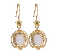 GGYTMQL Orecchini per Donne, Orecchini Cinesi di Orecchini Classici nefrite Bianco in Giada in Giada in Giada Plum Blossom zapphire Orecchini