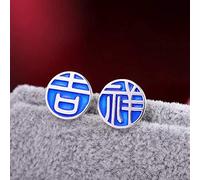 GGYTMQL Orecchini per Donne, Orecchini da Donna Orecchini creativi S925 personalità Gioielli Etnica Etnica Fatta a Mano Blu Blue Changle Orecchini di Buon auspicio, 925