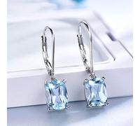 GGYTMQL Orecchini per Donne, Orecchini per curiosini Cinesi S925 Oreri topazi Blu Naturali Orecchini da Donna Semplice Orecchini Puro Temperamento di Moda Gioielli