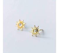 GGYTMQL Orecchini per Donne, Orecchini S925 Female in Stile Coreano Arte Blu Diamante Cavo Orecchini da Sole Rotondi Carini