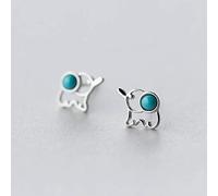 GGYTMQL Orecchini per Donne, Orecchini S925 Orecchini Elefanti Blu Blu Coreani Sintetici Blu semplici Orecchini a Linea Vuota per Piccoli Animali.