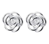 GGYTMQL Orecchini per Le Donne, Orecchini di Fiori S925 Fiore in Stile Coreano Semplice Fiore di Rosa Vuota Piccole temperamenti Femminili