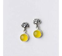 GGYTMQL Orecchini per Le Donne, Orecchini S925 Temperamento Femmina in Stile Coreano Orecchini Rotondi Dolci Orecchini di personalità semplici Gioielli