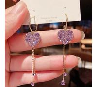 GGYTMQL Orecchini zirconi Viola a Forma di Cuore per Il Regalo di Compleanno di Gioielli da Sposa da Donna