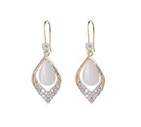 GGYTMQL Orecchio Squisito personalità a Forma di Diamante Geometriche Piccoli Ganci Rossi temperamenti opali Orecchini da Donna