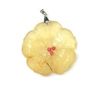 GGYTMQL PENDANTI Stone PIANTA Fase Crystal Agate Pandante per la Produzione di Gioielli da 50 mm Git per Ragazze (Colore Metallico: Giada Gialla)