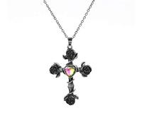 GGYTMQL personalità della Moda Vintage Old Rose Cross Cocklace Diamond Rose Cipcant Collana