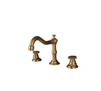 GGYTMQL Pespa per bagno Gold Gold Raccontento rubinetto caldo e freddo Tre fori miscelatore per lavello da 8 pollici Nickel nero (pennello oro)