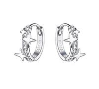 GGYTMQL Piccoli Orecchini a Cerchio 925 Sterling Silver Clear Universe Galaxy Tiny Orecchini per Regali per Ragazze Gioielli Anti-allergia