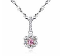 GGYTMQL Pieta zircone a Forma di Cristallo Rosa a Forma di Fiore per Donne 925 collane di Pendenti Sterling Realizzati in Cina