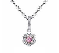 GGYTMQL Pieta zircone a Forma di Cristallo Rosa a Forma di Fiore per Donne 925 collane di Pendenti Sterling Realizzati in Cina