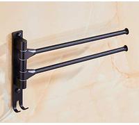 GGYTMQL Porta Asciugamani, Spazio in Alluminio Nero in Alluminio Barra Rotante Barra da tovagliolo per Asciugamano a Parete con Barre girevoli e Ganci/Ganci/Decorazione a 2 Braccio