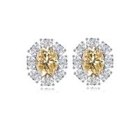 GGYTMQL Prodotti da Ragazza 4 Orecchini a Perno di Moissanite per Donne D Colore S925 Sterling Silver Lab Creato Orecchini a Perno di Diamanti squisiti Elegante Design Ovale Perfetto per i Regali per