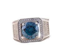 GGYTMQL Prodotti da Ragazza 5 Anello moissanita per Maschi Rossi/Blu Anello diamantato in Argento Sterling con Colore d chiarezza Rotonda Taglio Rotondo Maschi Anelli di Fidanzamento moissanite