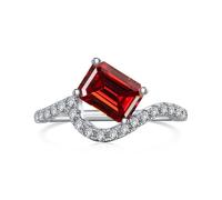 GGYTMQL Prodotti da Ragazza abbagliante 2 Anelli moissanita per Donne Taglio Smeraldo d Colore s925 Sterling Lab Laboratorio Creato Anelli di Diamanti Perfetti per Le Feste di Abbigliamento