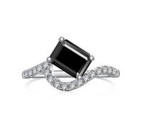 GGYTMQL Prodotti da Ragazza abbagliante 2 Anelli moissanita per Donne Taglio Smeraldo d Colore s925 Sterling Lab Laboratorio Creato Anelli di Diamanti Perfetti per Le Feste di Abbigliamento