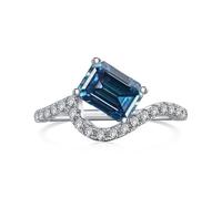 GGYTMQL Prodotti da Ragazza abbagliante 2 Anelli moissanita per Donne Taglio Smeraldo d Colore s925 Sterling Lab Laboratorio Creato Anelli di Diamanti Perfetti per Le Feste di Abbigliamento