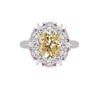 GGYTMQL Prodotti da Ragazza abbagliante 3 Anelli di moissanite per Donne ovali Taglio D Colore S925 Sterling Silver Lab Create Anelli di Diamanti Perfetti per Le Feste di Abbigliamento Quotidiano