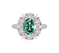 GGYTMQL Prodotti da Ragazza abbagliante 3 Anelli di moissanite per Donne ovali Taglio D Colore S925 Sterling Silver Lab Create Anelli di Diamanti Perfetti per Le Feste di Abbigliamento Quotidiano