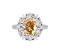 GGYTMQL Prodotti da Ragazza abbagliante 3 Anelli di moissanite per Donne ovali Taglio D Colore S925 Sterling Silver Lab Create Anelli di Diamanti Perfetti per Le Feste di Abbigliamento Quotidiano